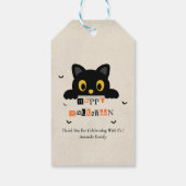 Süße schwarze Halloween-Katze Geschenkanhänger (Rückseite)