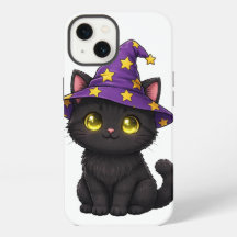 Süße schwarze Hexenkatze Halloween-Handyhülle | Gr