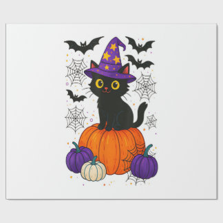 Süße schwarze Hexenkatze Kürbis Halloween Kostüm F Geschenkpapier