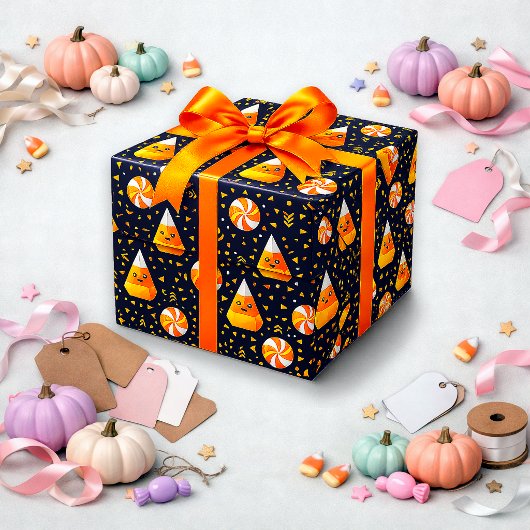 Süße schwarze illustrierte Candy Corn Geschenkpapier