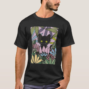 Süße schwarze Kätzchen-Blumen-Blumengarten-Katze g T-Shirt