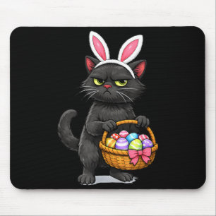 Süße schwarze Katze als Osterhase lustiger Hase Mousepad