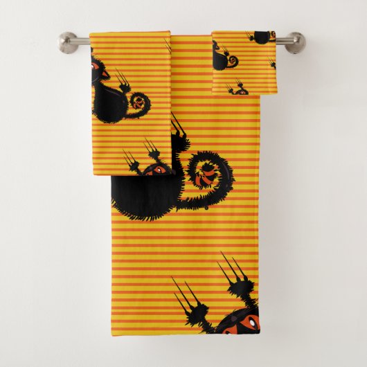 Süße schwarze Katze Badhandtuch Set (Insitu)