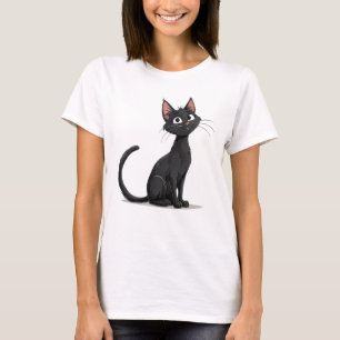 Süße schwarze Katze, die Freundschaft ausdrückt T-Shirt