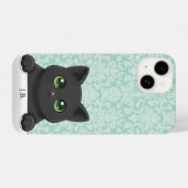 Süße schwarze Katze, die in kawaii Cartoon-Mint-Da iPhone Hülle (Rückseite (Horizontal))