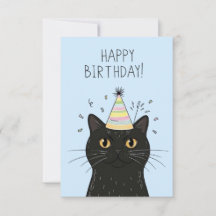 Süße schwarze Katze Geburtstagspartyhut Konfetti