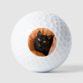 Süße schwarze Katze Golfball (Vorderseite)