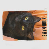Süße schwarze Katze Golfhandtuch (Horizontal)