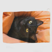 Süße schwarze Katze Golfhandtuch (Horizontal)