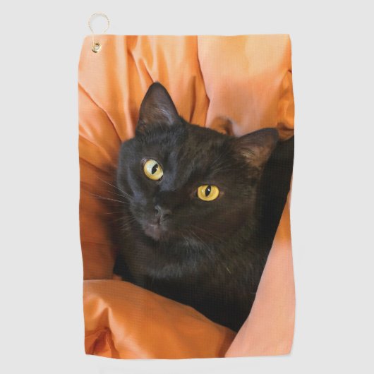 Süße schwarze Katze Golfhandtuch (Vorderseite)