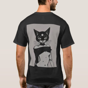 Süße schwarze Katze Goth Ästhetik Anime Kunst T-Shirt