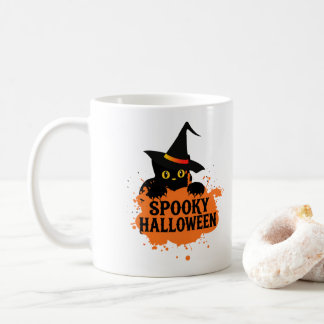 Süße schwarze Katze gruselig Halloween Kaffeetasse