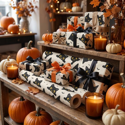 Süße schwarze Katze Halloween Geschenkpapier
