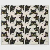 Süße schwarze Katze Halloween Geschenkpapier (Flach)