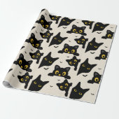 Süße schwarze Katze Halloween Geschenkpapier (Ungerollt)