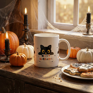 Süße schwarze Katze Halloween Kaffeetasse