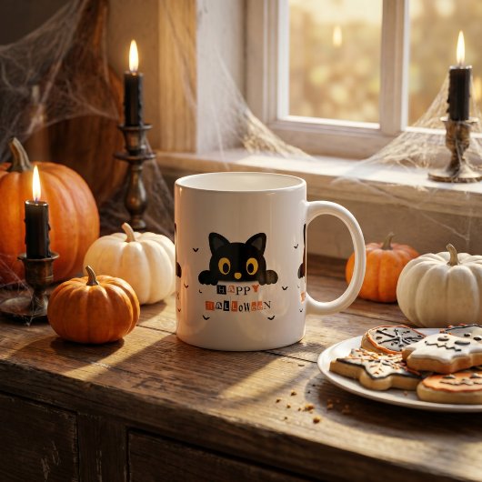 Süße schwarze Katze Halloween Kaffeetasse