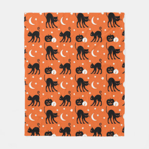 Süße schwarze Katze Halloween nahtloses Muster O Fleecedecke