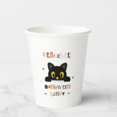 Süße schwarze Katze Halloween Pappbecher (Vorderseite)