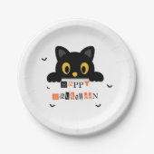 Süße schwarze Katze Halloween Pappteller (Vorderseite)