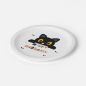 Süße schwarze Katze Halloween Pappteller (Schrägansicht)