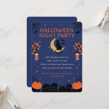 Süße schwarze Katze Halloween-Party-Einladung
