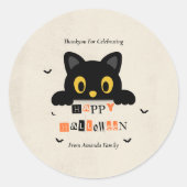 Süße schwarze Katze Halloween Runder Aufkleber (Vorderseite)