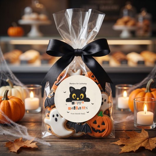 Süße schwarze Katze Halloween Runder Aufkleber