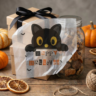 Süße schwarze Katze Halloween Seidenpapier