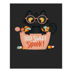 Süße schwarze Katze Halloween Süßigkeiten zu süße Poster
