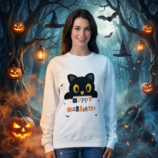 Süße schwarze Katze Halloween Sweatshirt