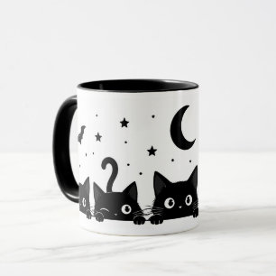 Süße schwarze Katze Halloween-Tasse Tasse