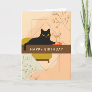 Süße schwarze Katze Happy Birthday Karte