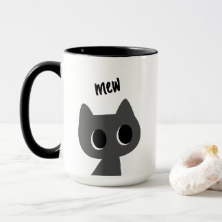 Süße schwarze Katze Illustration Miauw Minimalisti Tasse