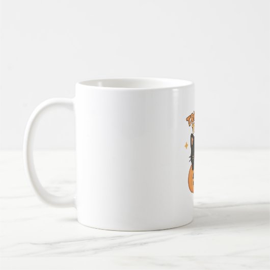 Süße schwarze Katze im Kürbis – Süßes oder Saures Kaffeetasse (Links)