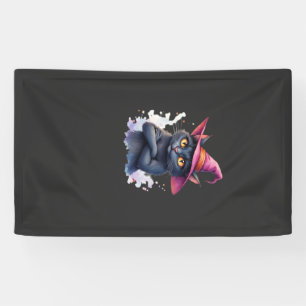 Süße schwarze Katze in Hexenhut � Magische Hallowe Banner
