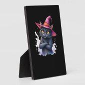 Süße schwarze Katze in Hexenhut � Magische Hallowe Fotoplatte (Seite)