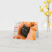 Süße schwarze Katze Karte (Gelbe Blume)