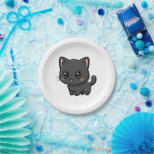 Süße schwarze Katze Kawaii Pappteller (Party)