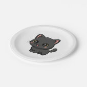 Süße schwarze Katze Kawaii Pappteller (Schrägansicht)