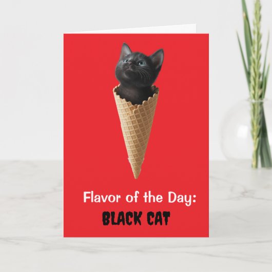 Süße schwarze Katze Kegel Grußkarte Karte (Vorderseite)