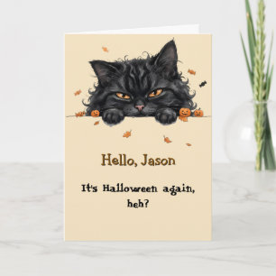 Süße schwarze Katze Kinder personalisierte Hallowe Karte