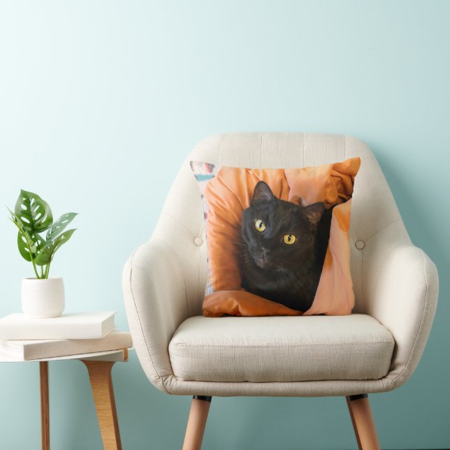 Süße schwarze Katze Kissen (Stuhl )