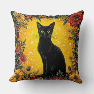 Süße schwarze Katze Kissen