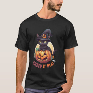Süße schwarze Katze Kürbis Grusel es echt Vollmond T-Shirt