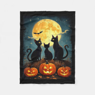Süße schwarze Katze Kürbis Halloween-Kostüm Herbst Fleecedecke
