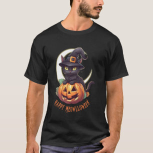 Süße schwarze Katze & Kürbis Happy Meowlloween Cre T-Shirt