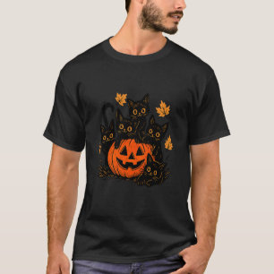 Süße schwarze Katze Kürbis Jack O Lantern Kätzchen T-Shirt