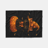 Süße schwarze Katze Kürbis Saison Herbst Fleecedecke (Vorderseite (Horizontal))