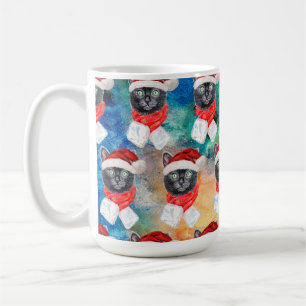 Süße schwarze Katze lustige Weihnachtsfeiertage Kaffeetasse